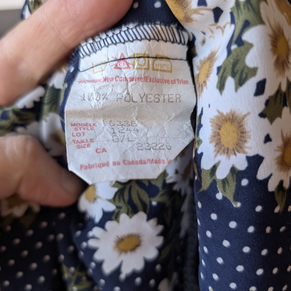 Y2K Women's Mini Slip Dress Floral Daisy Navy Blue White Polka Dot Size Large - Picture 10 of 10